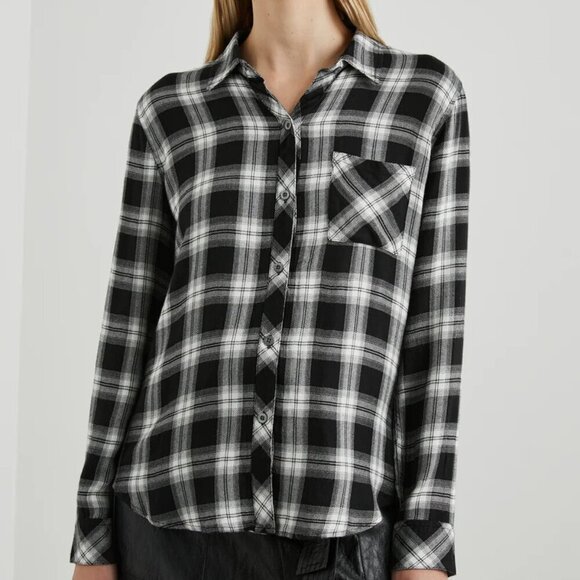 Rails Hunter Midnight Snow Plaid Flannel Button Down Academia Preppy Comfy M - Picture 1 of 14